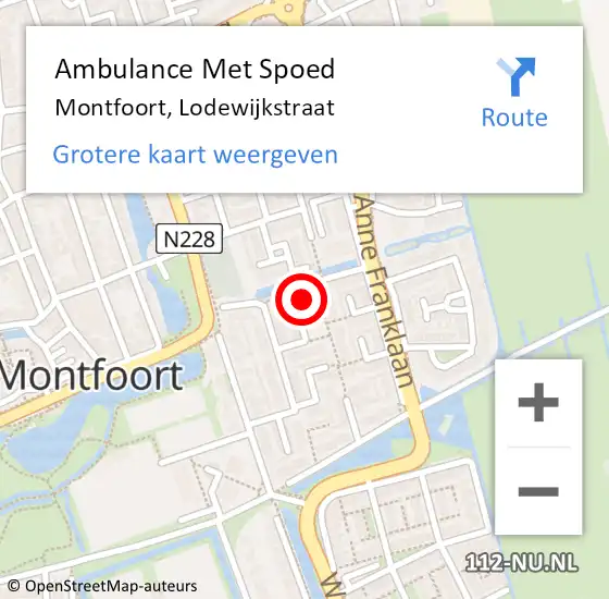 Locatie op kaart van de 112 melding: Ambulance Met Spoed Naar Montfoort, Lodewijkstraat op 28 juli 2018 07:33