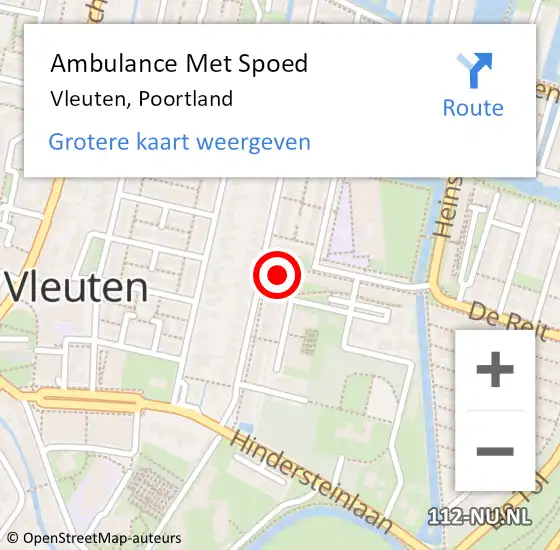 Locatie op kaart van de 112 melding: Ambulance Met Spoed Naar Vleuten, Poortland op 28 juli 2018 07:38