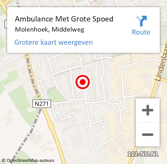 Locatie op kaart van de 112 melding: Ambulance Met Grote Spoed Naar Molenhoek, Middelweg op 28 juli 2018 08:47