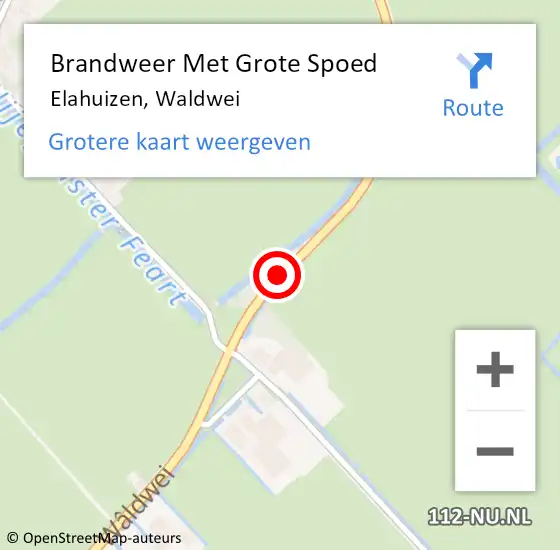 Locatie op kaart van de 112 melding: Brandweer Met Grote Spoed Naar Elahuizen, Waldwei op 28 juli 2018 09:04