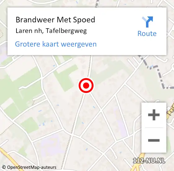 Locatie op kaart van de 112 melding: Brandweer Met Spoed Naar Laren nh, Tafelbergweg op 28 juli 2018 09:06