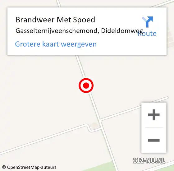 Locatie op kaart van de 112 melding: Brandweer Met Spoed Naar Gasselternijveenschemond, Dideldomweg op 28 juli 2018 09:15