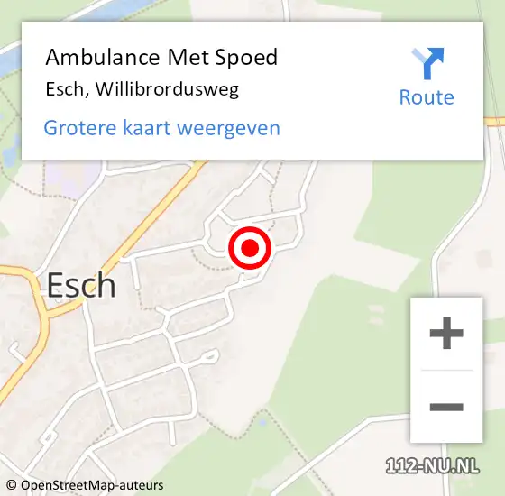 Locatie op kaart van de 112 melding: Ambulance Met Spoed Naar Esch, Willibrordusweg op 28 juli 2018 09:33