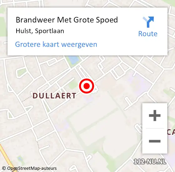 Locatie op kaart van de 112 melding: Brandweer Met Grote Spoed Naar Hulst, Sportlaan op 28 juli 2018 09:33