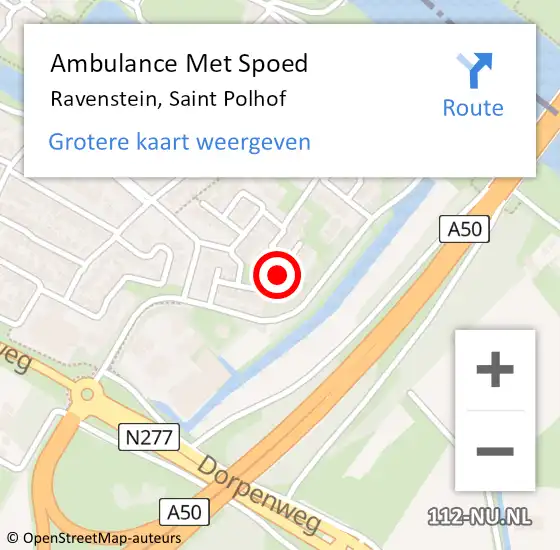 Locatie op kaart van de 112 melding: Ambulance Met Spoed Naar Ravenstein, Saint Polhof op 28 juli 2018 09:51