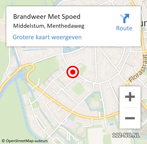 Locatie op kaart van de 112 melding: Brandweer Met Spoed Naar Middelstum, Menthedaweg op 28 juli 2018 10:08