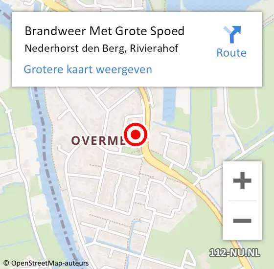 Locatie op kaart van de 112 melding: Brandweer Met Grote Spoed Naar Nederhorst den Berg, Rivierahof op 28 juli 2018 10:12