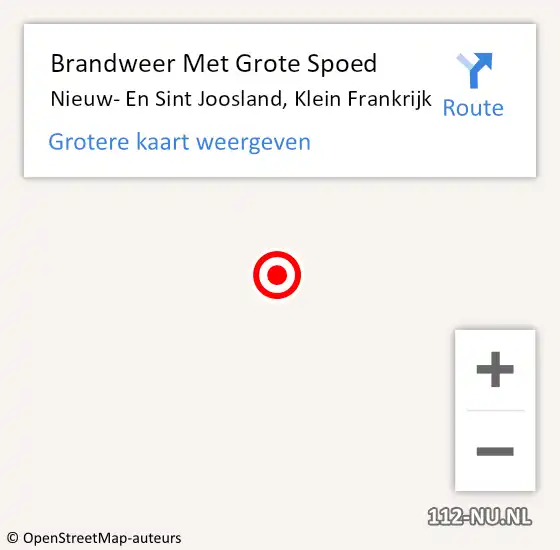 Locatie op kaart van de 112 melding: Brandweer Met Grote Spoed Naar Nieuw- En Sint Joosland, Klein Frankrijk op 28 juli 2018 10:42