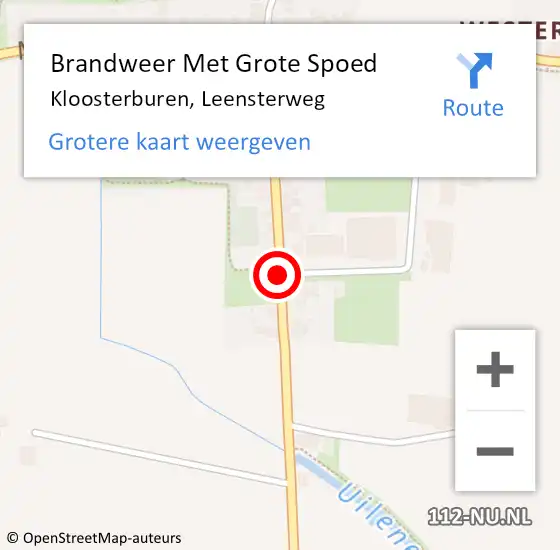 Locatie op kaart van de 112 melding: Brandweer Met Grote Spoed Naar Kloosterburen, Leensterweg op 28 juli 2018 10:43
