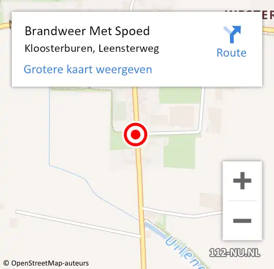 Locatie op kaart van de 112 melding: Brandweer Met Spoed Naar Kloosterburen, Leensterweg op 28 juli 2018 10:44