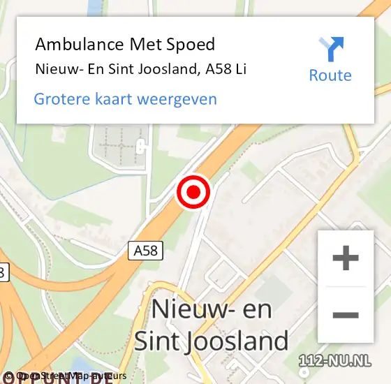 Locatie op kaart van de 112 melding: Ambulance Met Spoed Naar Nieuw- En Sint Joosland, A58 Li op 28 juli 2018 10:46