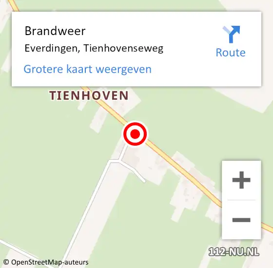 Locatie op kaart van de 112 melding: Brandweer Everdingen, Tienhovenseweg op 28 juli 2018 10:53