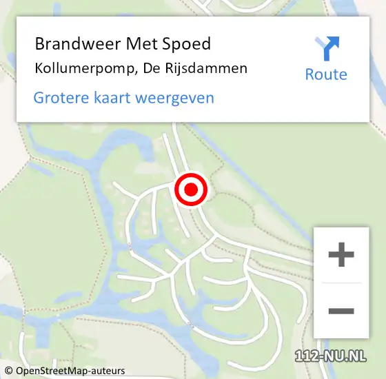 Locatie op kaart van de 112 melding: Brandweer Met Spoed Naar Kollumerpomp, De Rijsdammen op 28 juli 2018 11:17