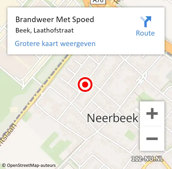 Locatie op kaart van de 112 melding: Brandweer Met Spoed Naar Beek, Laathofstraat op 28 juli 2018 11:32