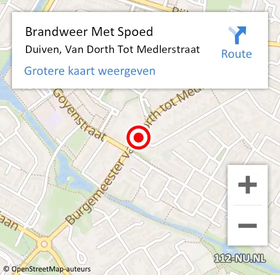 Locatie op kaart van de 112 melding: Brandweer Met Spoed Naar Duiven, Van Dorth Tot Medlerstraat op 28 juli 2018 12:38