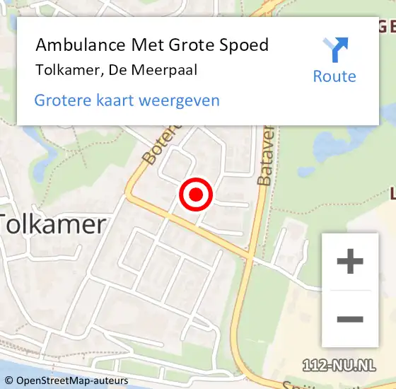 Locatie op kaart van de 112 melding: Ambulance Met Grote Spoed Naar Tolkamer, De Meerpaal op 28 juli 2018 12:42