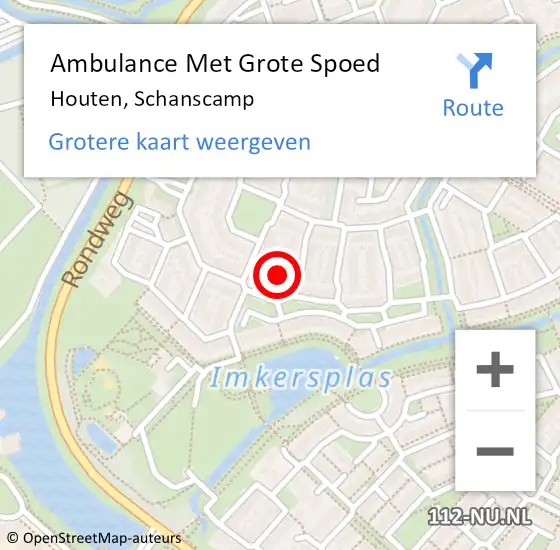 Locatie op kaart van de 112 melding: Ambulance Met Grote Spoed Naar Houten, Schanscamp op 28 juli 2018 12:44