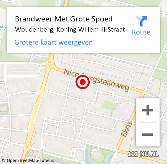 Locatie op kaart van de 112 melding: Brandweer Met Grote Spoed Naar Woudenberg, Koning Willem Iii-Straat op 28 juli 2018 12:45