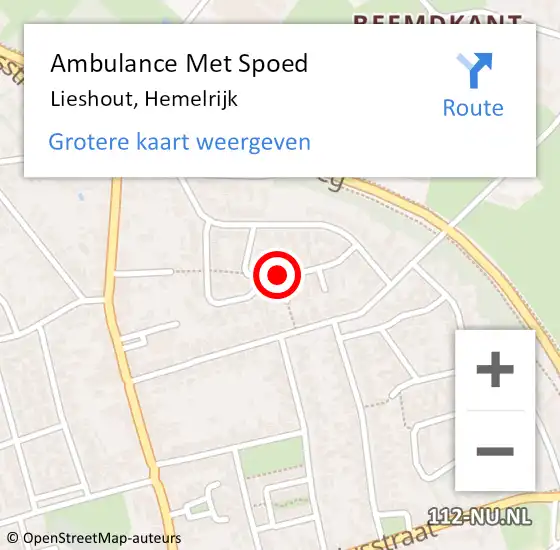 Locatie op kaart van de 112 melding: Ambulance Met Spoed Naar Lieshout, Hemelrijk op 28 juli 2018 14:35