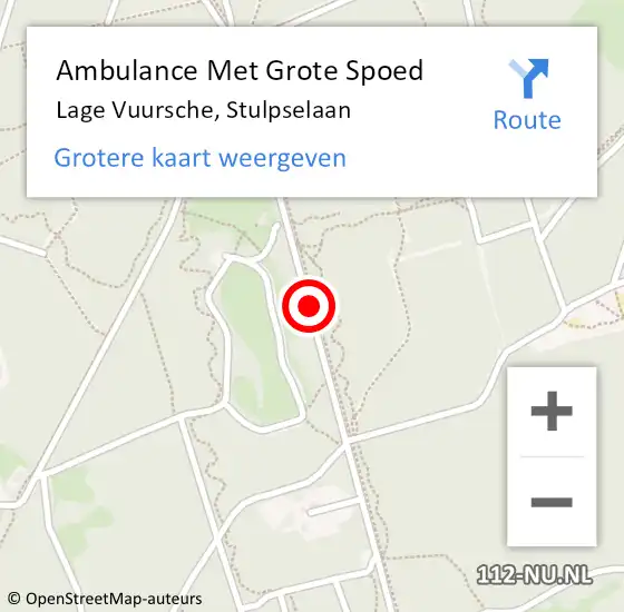 Locatie op kaart van de 112 melding: Ambulance Met Grote Spoed Naar Lage Vuursche, Stulpselaan op 28 juli 2018 14:52