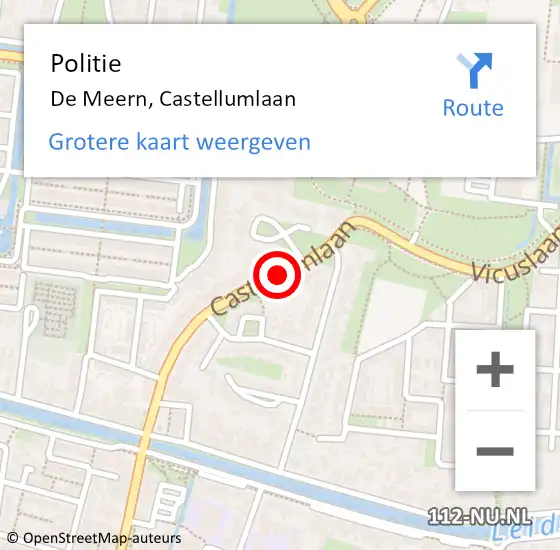 Locatie op kaart van de 112 melding: Politie De Meern, Castellumlaan op 28 juli 2018 14:59