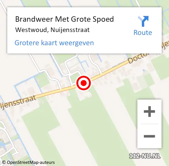 Locatie op kaart van de 112 melding: Brandweer Met Grote Spoed Naar Westwoud, Nuijensstraat op 28 juli 2018 15:00