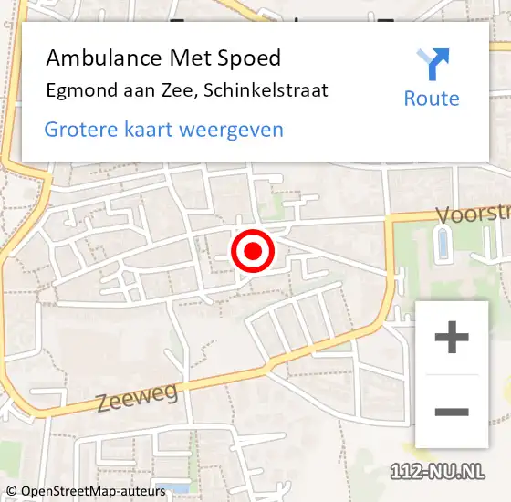 Locatie op kaart van de 112 melding: Ambulance Met Spoed Naar Egmond aan Zee, Schinkelstraat op 28 juli 2018 15:14