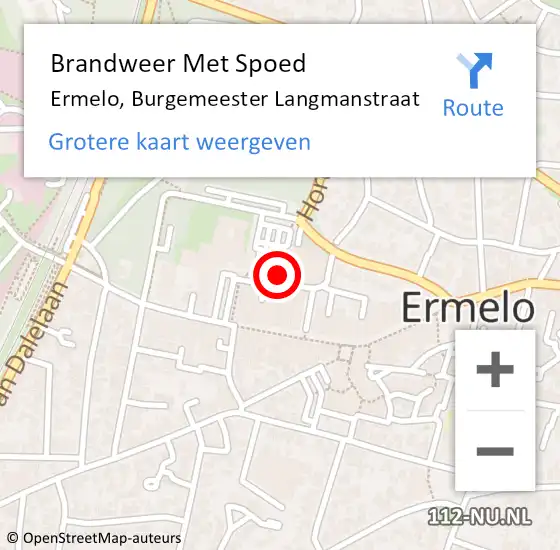 Locatie op kaart van de 112 melding: Brandweer Met Spoed Naar Ermelo, Burgemeester Langmanstraat op 28 juli 2018 15:15