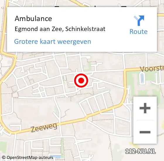 Locatie op kaart van de 112 melding: Ambulance Egmond aan Zee, Schinkelstraat op 28 juli 2018 15:22