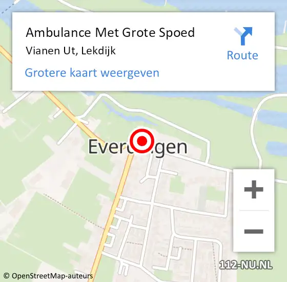 Locatie op kaart van de 112 melding: Ambulance Met Grote Spoed Naar Vianen Ut, Lekdijk op 28 juli 2018 15:30