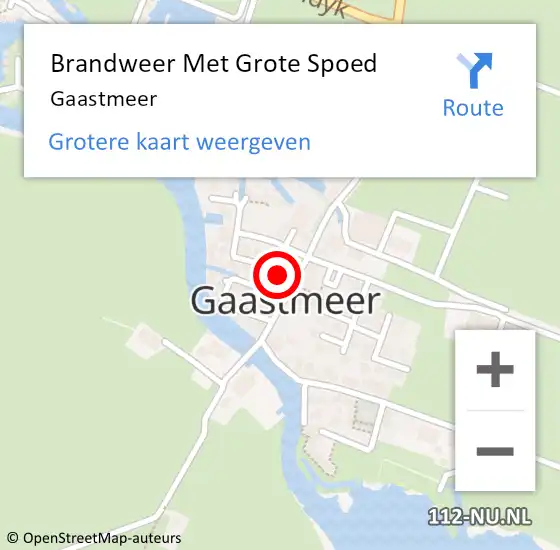Locatie op kaart van de 112 melding: Brandweer Met Grote Spoed Naar Gaastmeer op 28 juli 2018 15:50