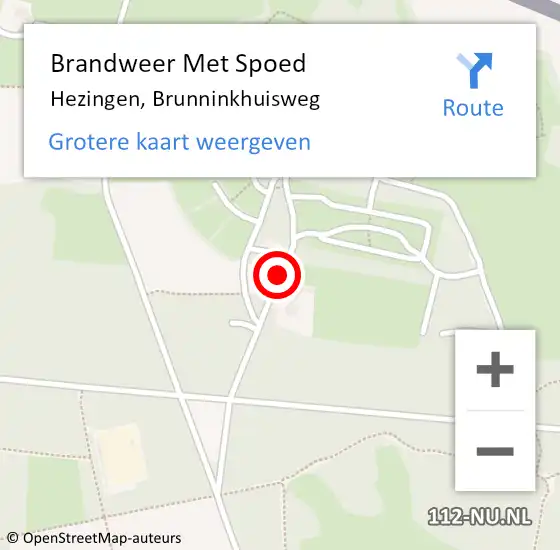 Locatie op kaart van de 112 melding: Brandweer Met Spoed Naar Hezingen, Brunninkhuisweg op 28 juli 2018 16:03