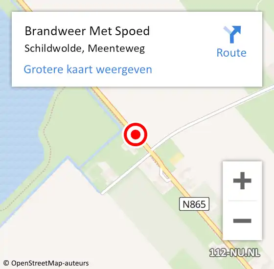 Locatie op kaart van de 112 melding: Brandweer Met Spoed Naar Schildwolde, Meenteweg op 28 juli 2018 16:06
