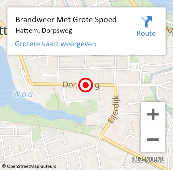 Locatie op kaart van de 112 melding: Brandweer Met Grote Spoed Naar Hattem, Dorpsweg op 28 juli 2018 16:15