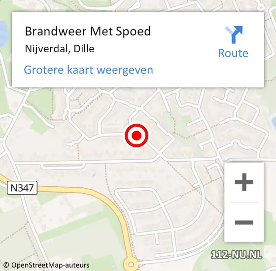 Locatie op kaart van de 112 melding: Brandweer Met Spoed Naar Nijverdal, Dille op 28 juli 2018 16:29