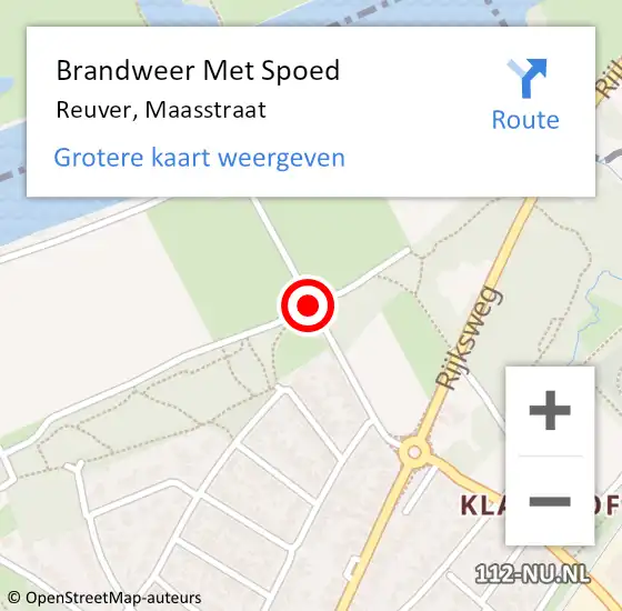 Locatie op kaart van de 112 melding: Brandweer Met Spoed Naar Reuver, Maasstraat op 28 juli 2018 17:44