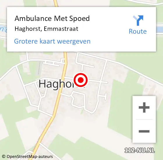 Locatie op kaart van de 112 melding: Ambulance Met Spoed Naar Haghorst, Emmastraat op 28 juli 2018 18:01