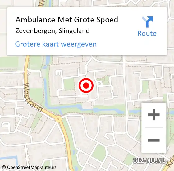 Locatie op kaart van de 112 melding: Ambulance Met Grote Spoed Naar Zevenbergen, Slingeland op 28 juli 2018 18:10