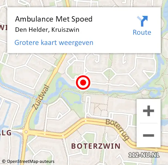 Locatie op kaart van de 112 melding: Ambulance Met Spoed Naar Den Helder, Kruiszwin op 28 juli 2018 18:11