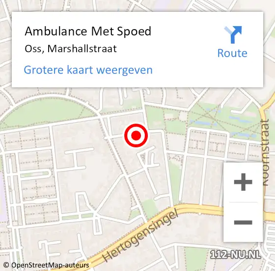 Locatie op kaart van de 112 melding: Ambulance Met Spoed Naar Oss, Marshallstraat op 28 juli 2018 18:30