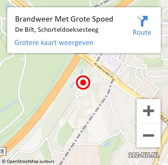 Locatie op kaart van de 112 melding: Brandweer Met Grote Spoed Naar De Bilt, Schorteldoeksesteeg op 28 juli 2018 18:42