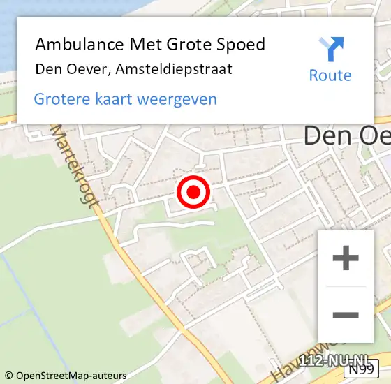 Locatie op kaart van de 112 melding: Ambulance Met Grote Spoed Naar Den Oever, Amsteldiepstraat op 28 juli 2018 19:04