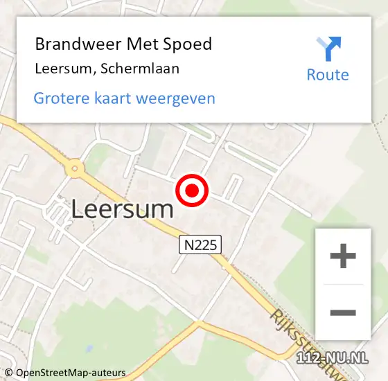 Locatie op kaart van de 112 melding: Brandweer Met Spoed Naar Leersum, Schermlaan op 28 juli 2018 19:30