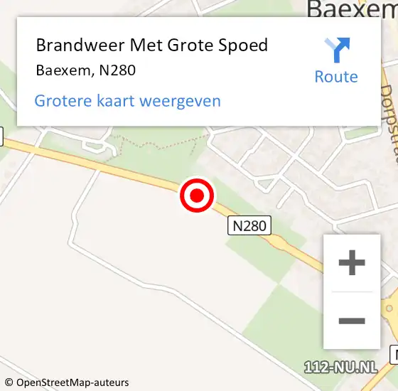 Locatie op kaart van de 112 melding: Brandweer Met Grote Spoed Naar Baexem, N280 op 28 juli 2018 19:45