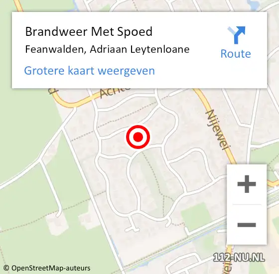 Locatie op kaart van de 112 melding: Brandweer Met Spoed Naar Feanwalden, Adriaan Leytenloane op 28 juli 2018 20:14