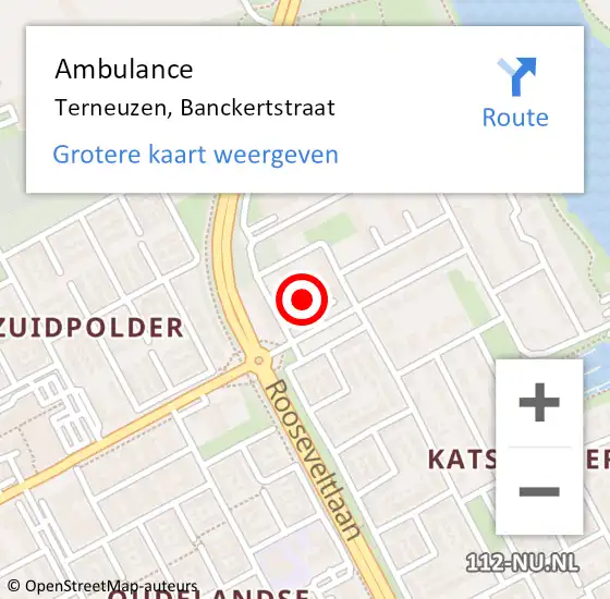 Locatie op kaart van de 112 melding: Ambulance Terneuzen, Banckertstraat op 28 juli 2018 20:35