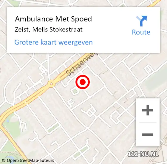 Locatie op kaart van de 112 melding: Ambulance Met Spoed Naar Zeist, Melis Stokestraat op 28 juli 2018 20:52