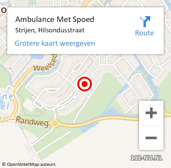 Locatie op kaart van de 112 melding: Ambulance Met Spoed Naar Strijen, Hilsondusstraat op 28 juli 2018 21:06