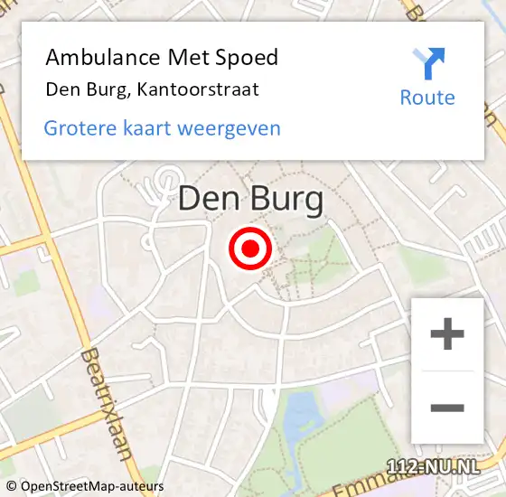 Locatie op kaart van de 112 melding: Ambulance Met Spoed Naar Den Burg, Kantoorstraat op 28 juli 2018 21:49