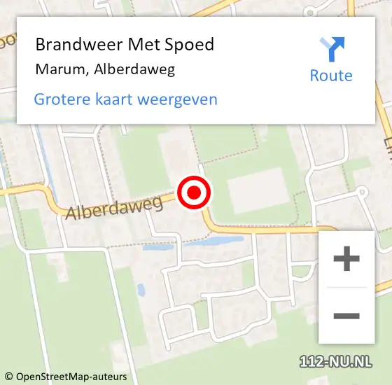 Locatie op kaart van de 112 melding: Brandweer Met Spoed Naar Marum, Alberdaweg op 28 juli 2018 22:15